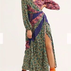 Free People Multicolor Patchwork Long Sleeve Dress